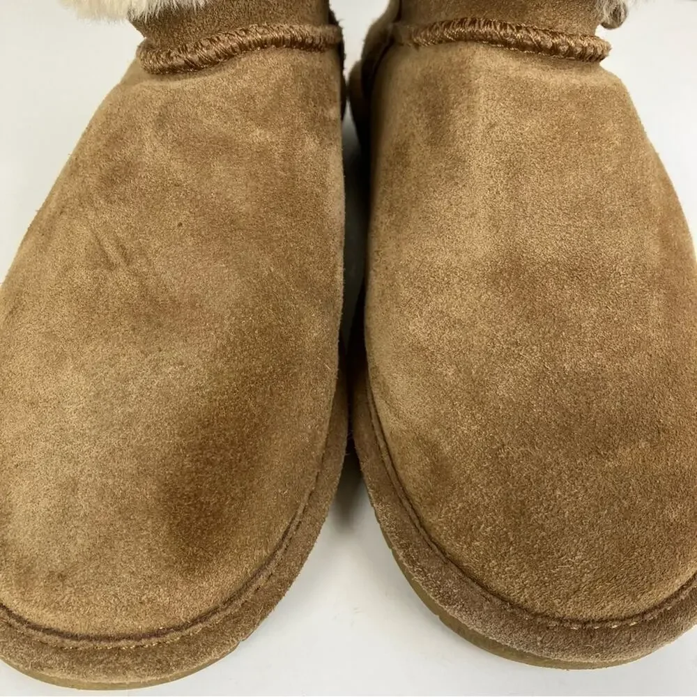Bearpaw Abby Sheepskin Lined Hickory Winter Boots Ankle Buckle Size 7